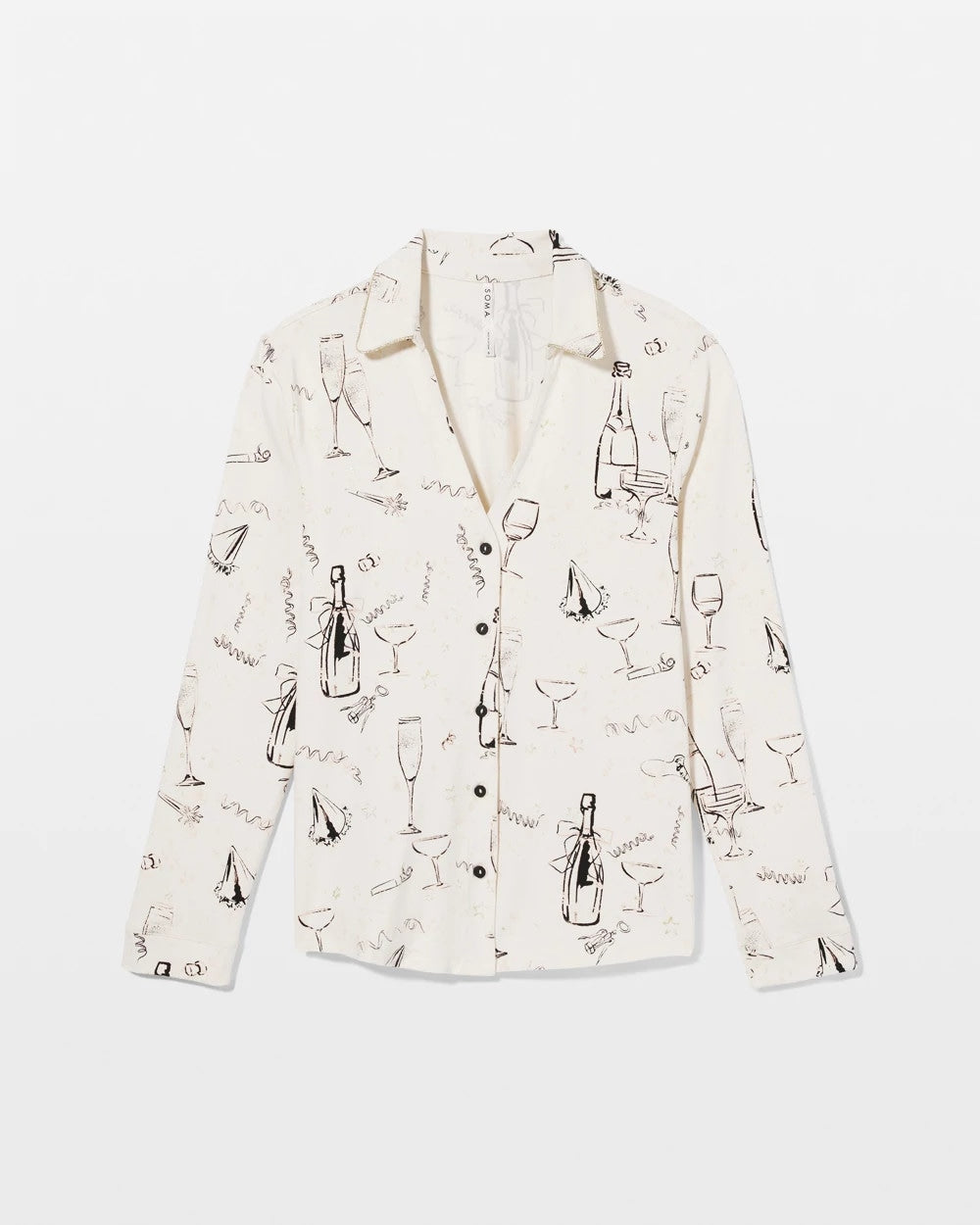 Soma Long-Sleeve Notch Collar Pajama Top