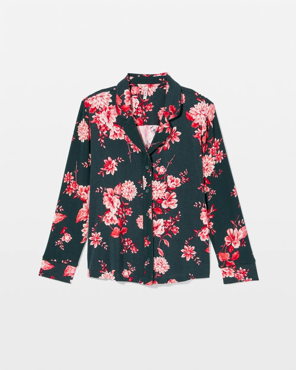 Soma Cool Nights Long Sleeve Notch Collar with Piped Placket Pajama Top