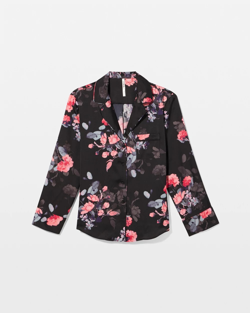 Soma Long Sleeve Notch Collar Pajama Top