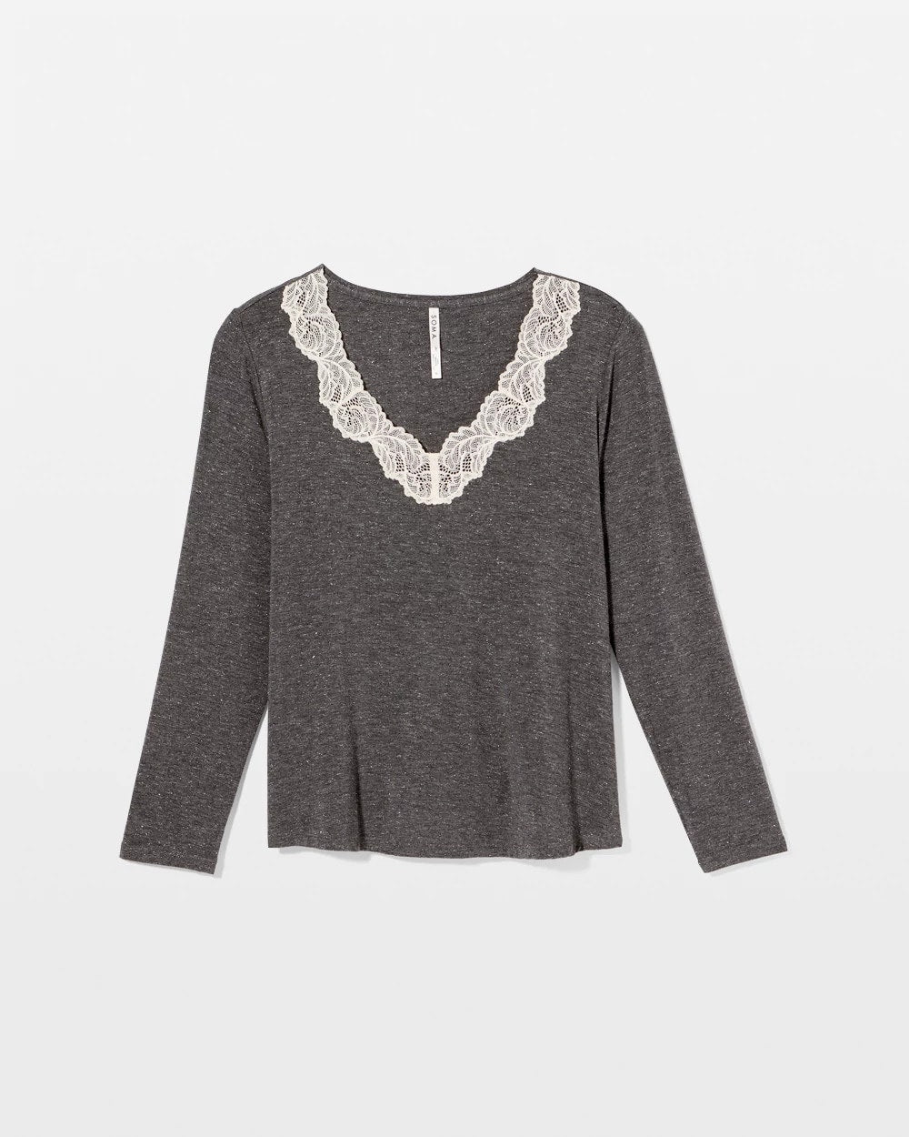 Soma Lace Trim Long Sleeve Pajama Top