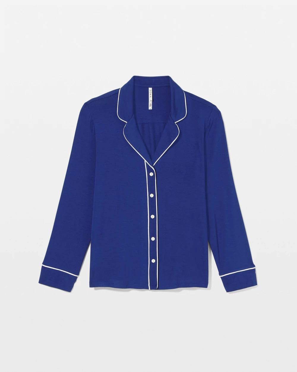 Soma Long Sleeve Notch Collar w/ Piped Placket Pajama Top