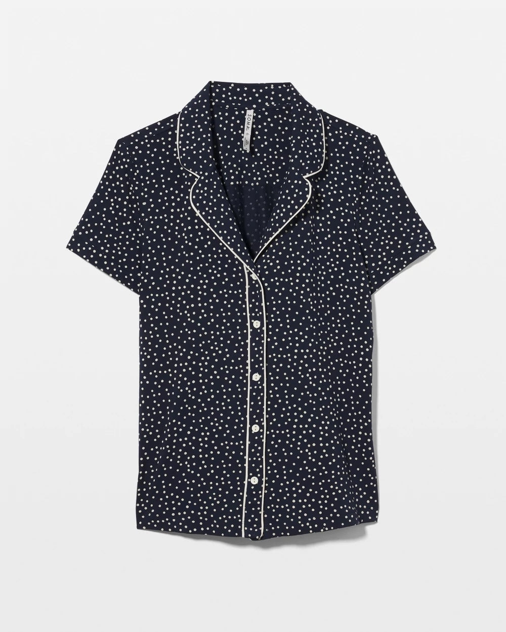 Soma Piped Short Sleeve Notch Collar Pajama Top