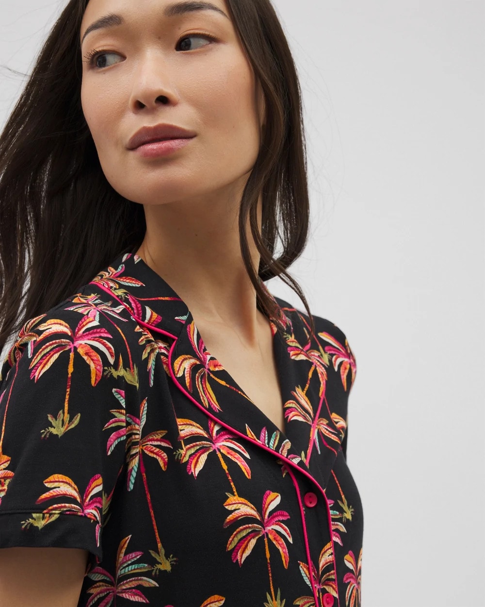 Soma Piped Short Sleeve Notch Collar Pajama Top