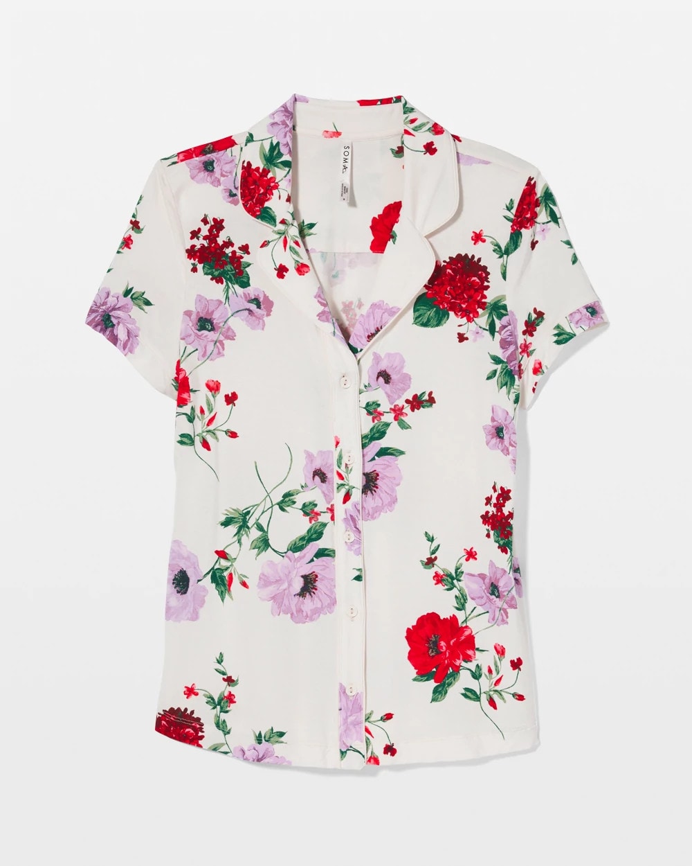 Soma Piped Short Sleeve Notch Collar Pajama Top