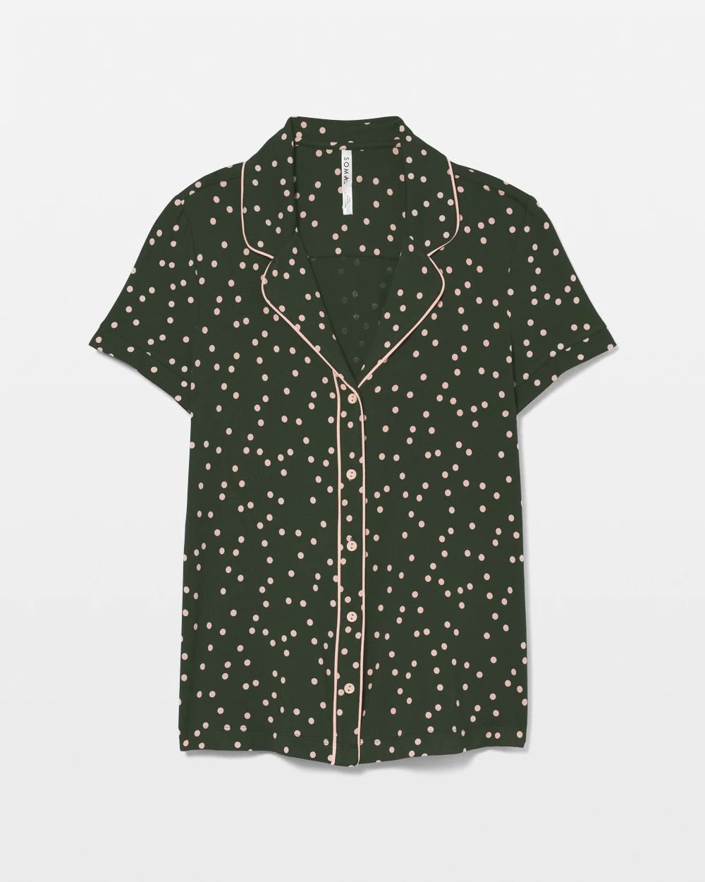 Soma Piped Short Sleeve Notch Collar Pajama Top