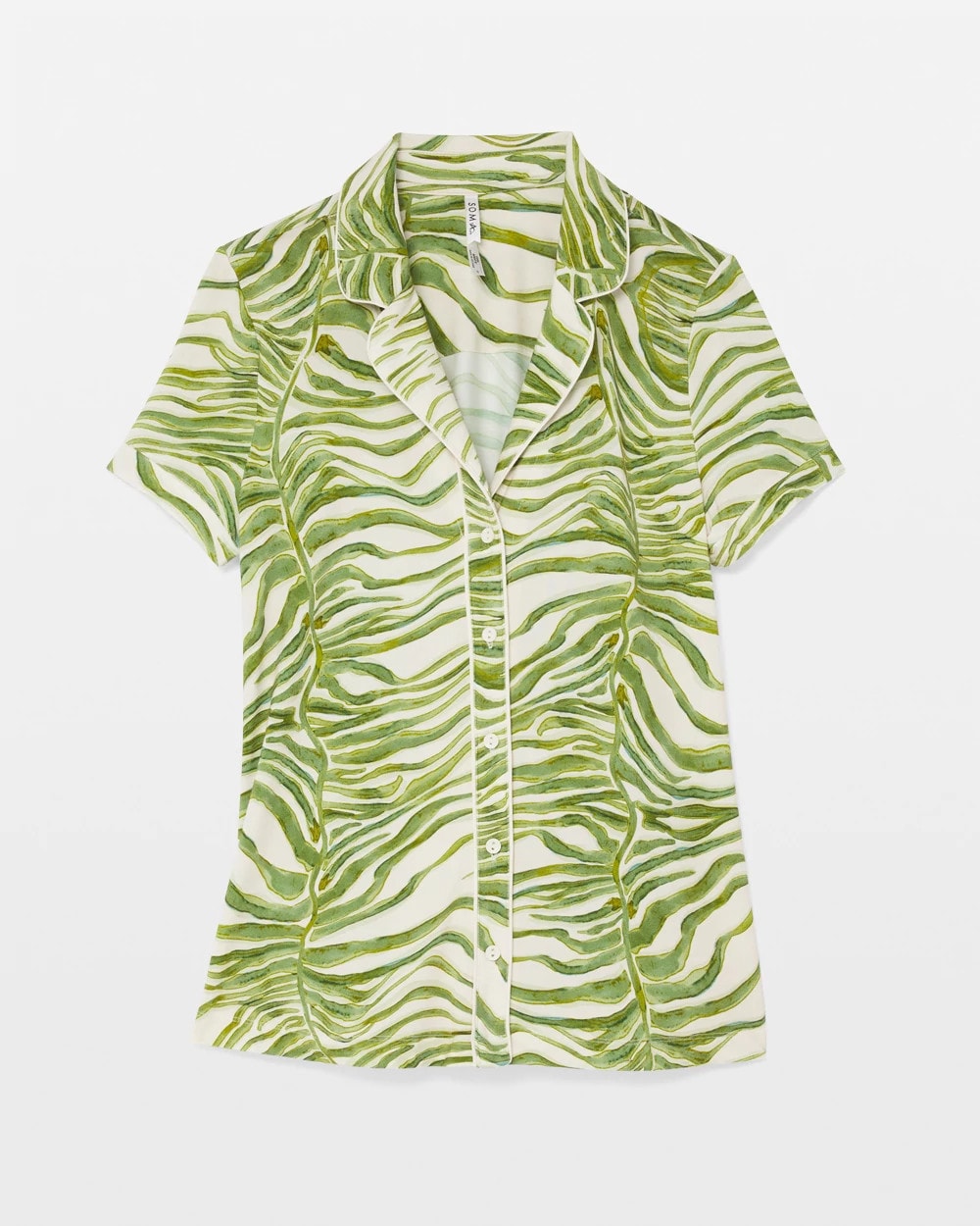 Soma Piped Short Sleeve Notch Collar Pajama Top