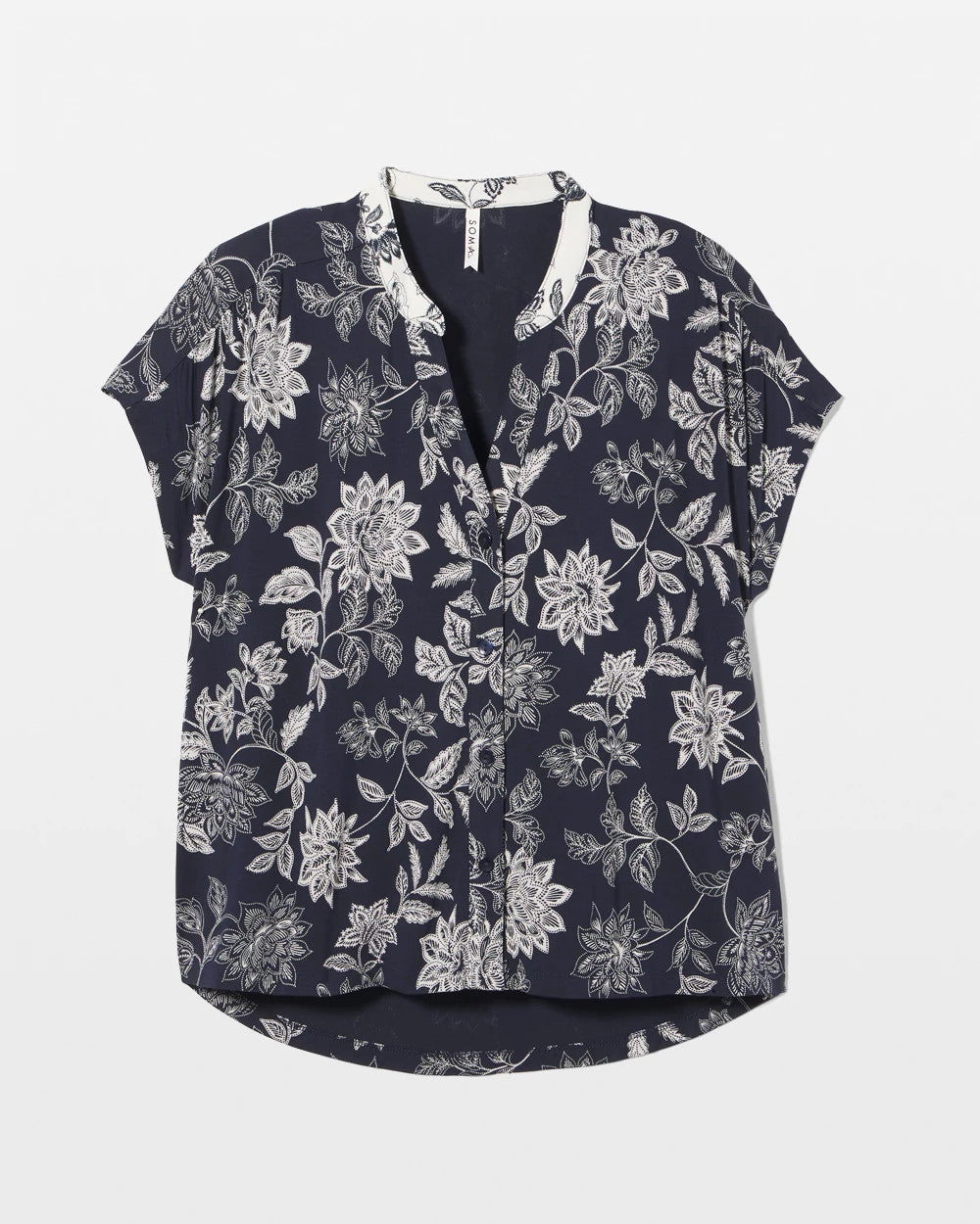 Soma Mandarin Collar Short Sleeve Pajama Top