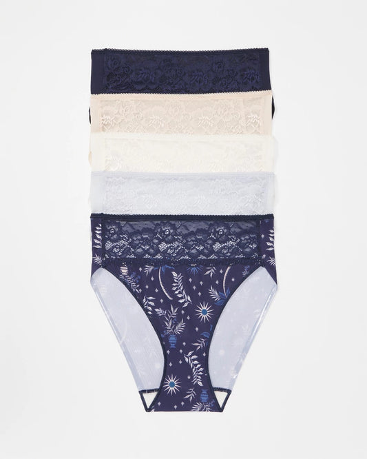 Soma Edge High-Leg Brief Panty with Lace 5 Pack