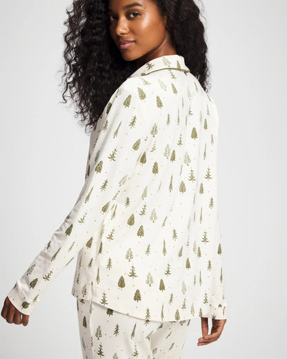 Soma Long-Sleeve Notch Collar Pajama Top