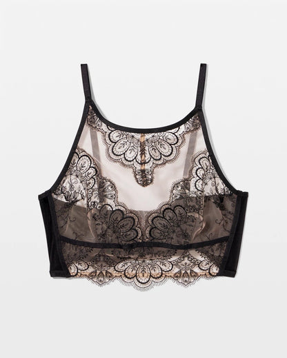 Soma Tattoo Lace Embroidered High Neck Bralette
