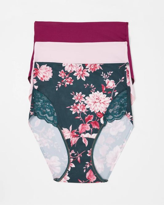 Soma Tummy High-Waist Brief Panty with Lace 3 Pack