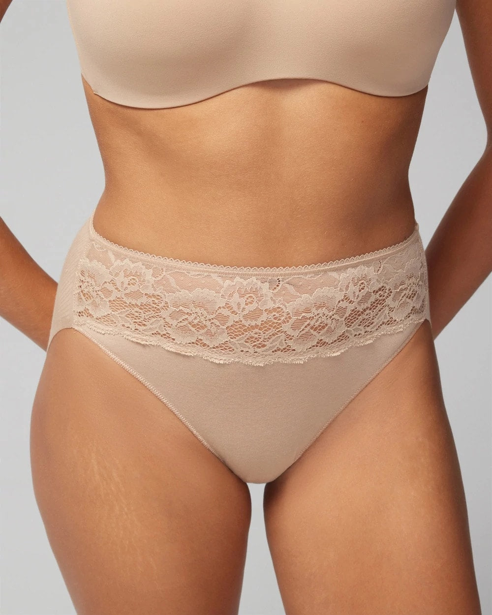Soma Cotton Blend High-Leg Panty with Lace
