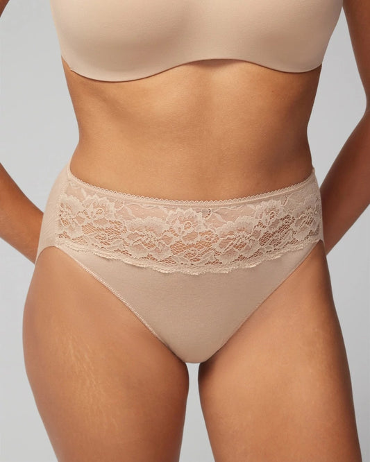 Soma Cotton Blend High-Leg Panty with Lace