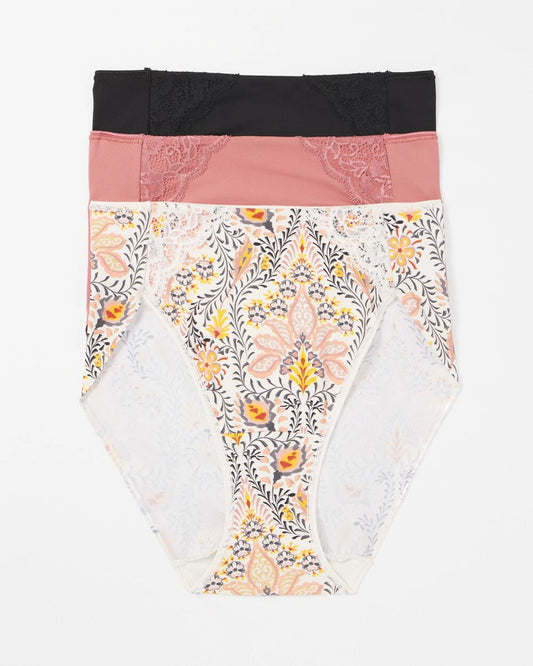 Soma High-Leg Brief Panty with Lace 3 Pack