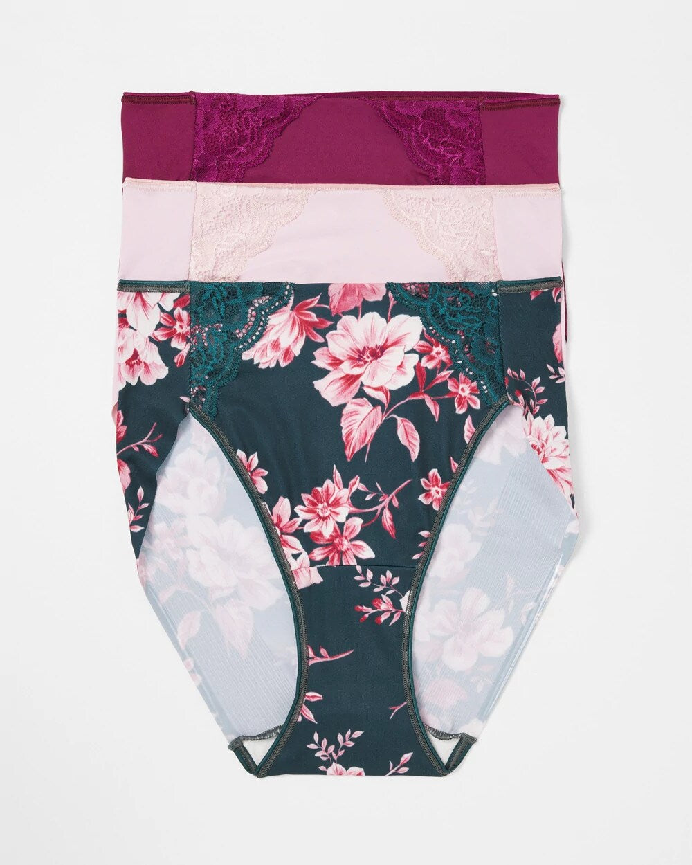 Soma High-Leg Brief Panty with Lace 3 Pack