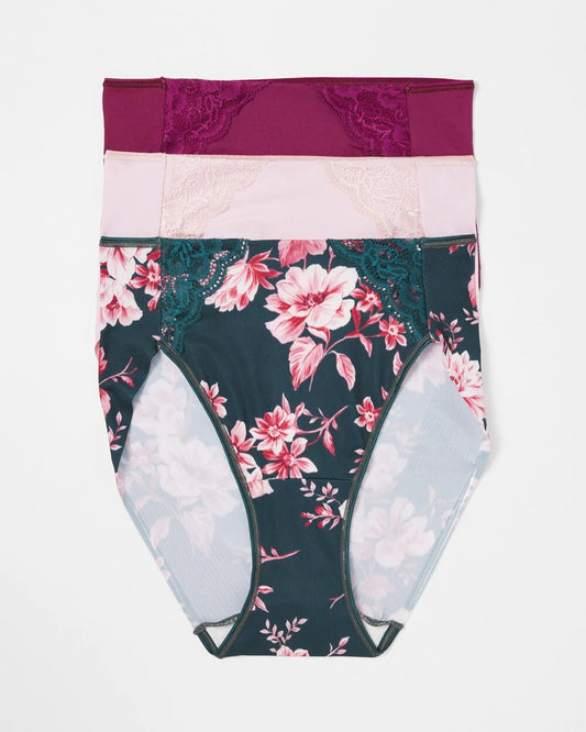 Soma High-Leg Brief Panty with Lace 3 Pack