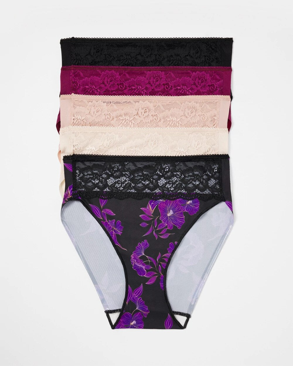Soma Edge High-Leg Brief Panty with Lace 5 Pack