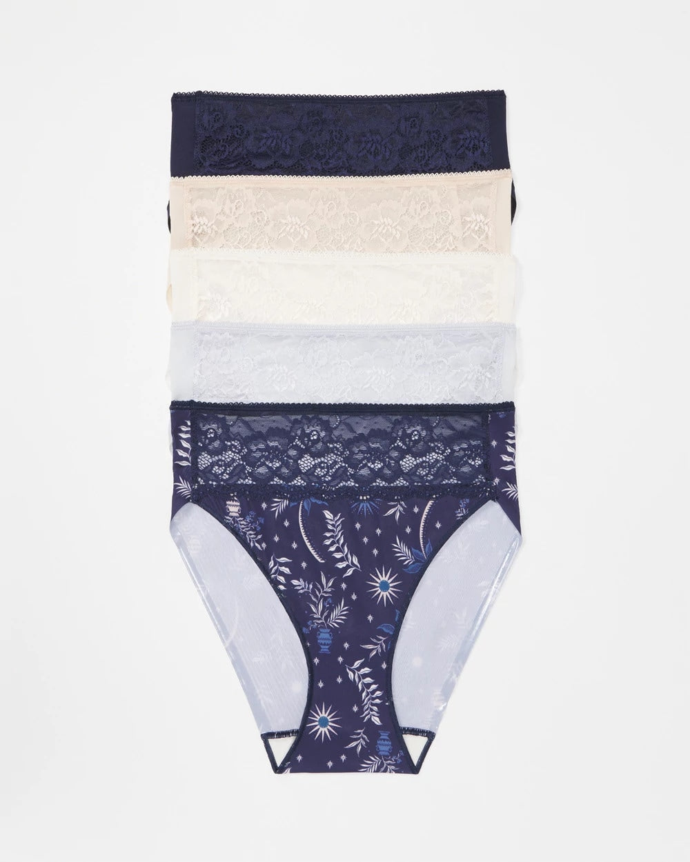 Soma Edge High-Leg Brief Panty with Lace 5 Pack