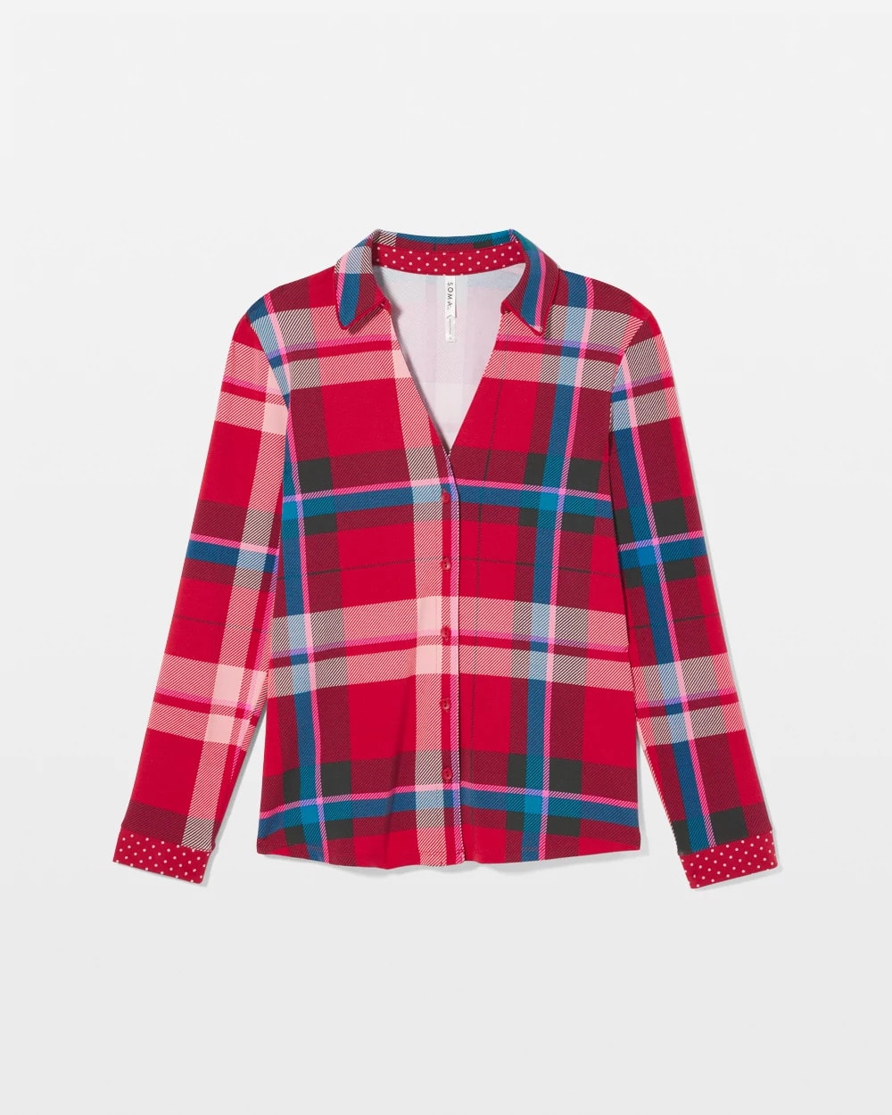 Soma Long-Sleeve Notch Collar Pajama Top