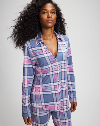 Soma Long-Sleeve Notch Collar Pajama Top