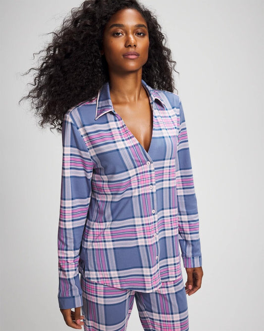 Soma Long-Sleeve Notch Collar Pajama Top
