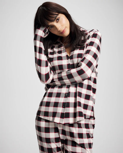 Soma Long-Sleeve Notch Collar Pajama Top