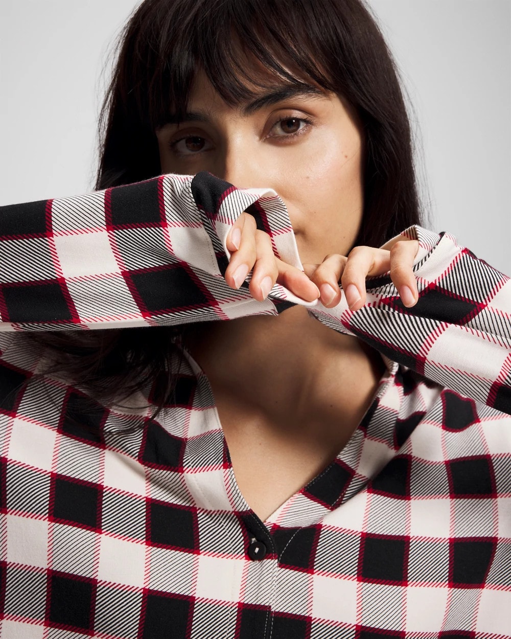 Soma Long-Sleeve Notch Collar Pajama Top