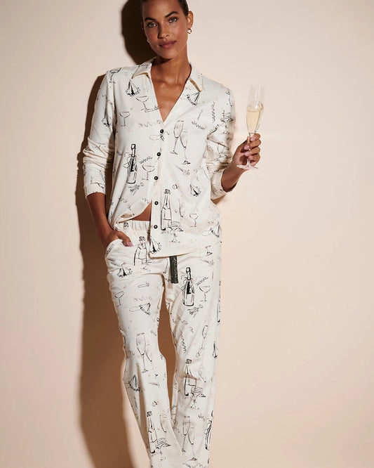 Soma Long-Sleeve Notch Collar Pajama Top