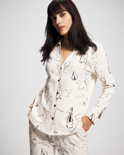Soma Long-Sleeve Notch Collar Pajama Top