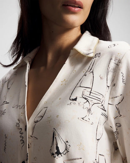 Soma Long-Sleeve Notch Collar Pajama Top