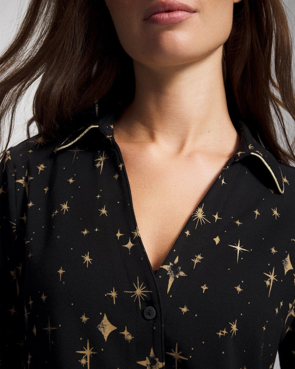 Soma Long-Sleeve Notch Collar Pajama Top