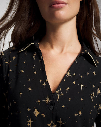 Soma Long-Sleeve Notch Collar Pajama Top