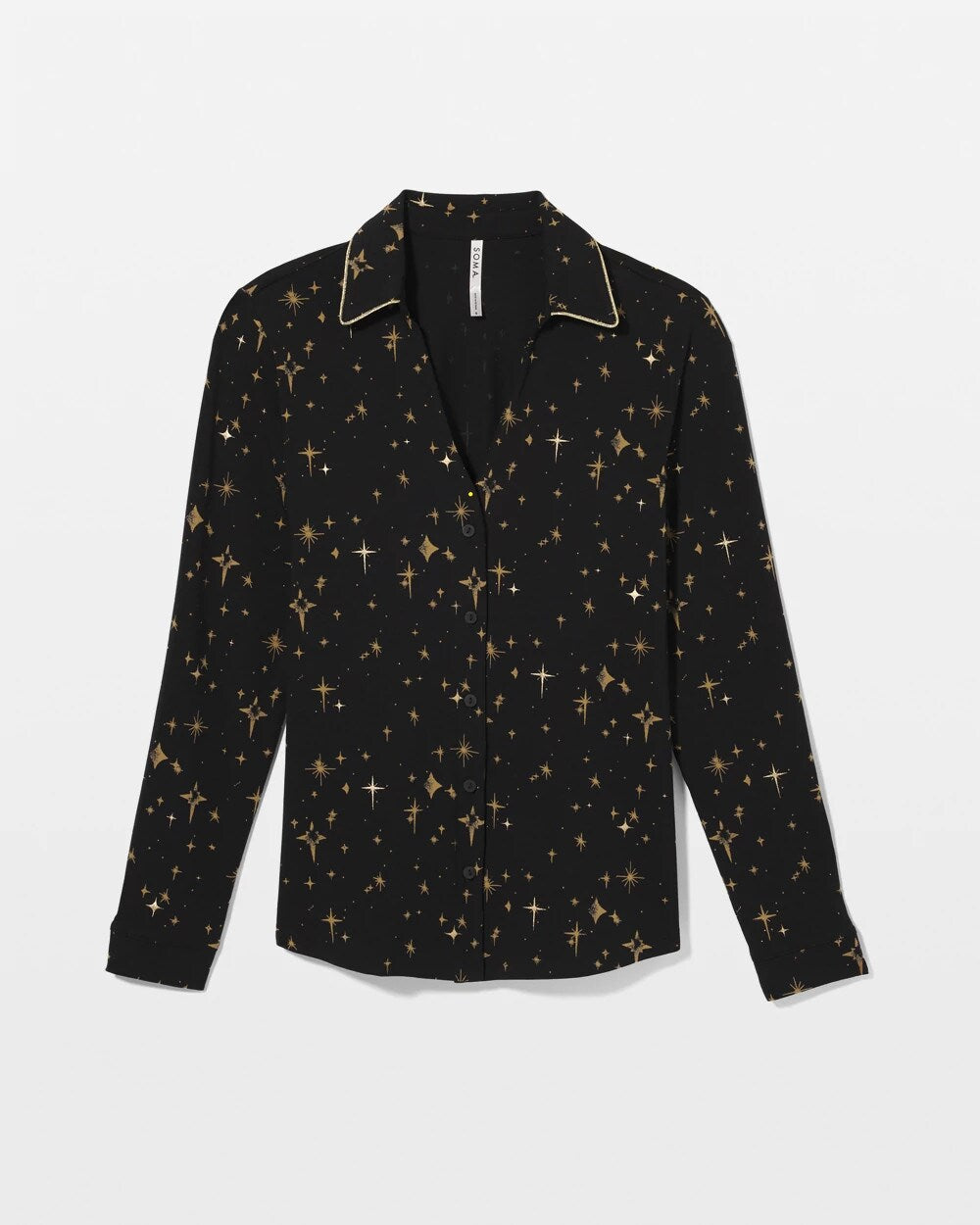 Soma Long-Sleeve Notch Collar Pajama Top