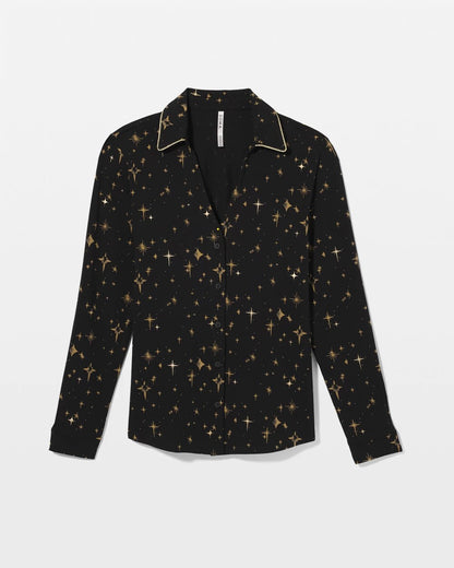 Soma Long-Sleeve Notch Collar Pajama Top
