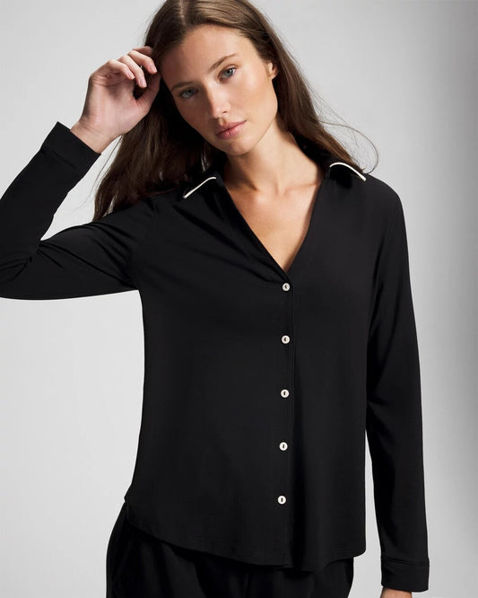 Soma Long-Sleeve Notch Collar Pajama Top