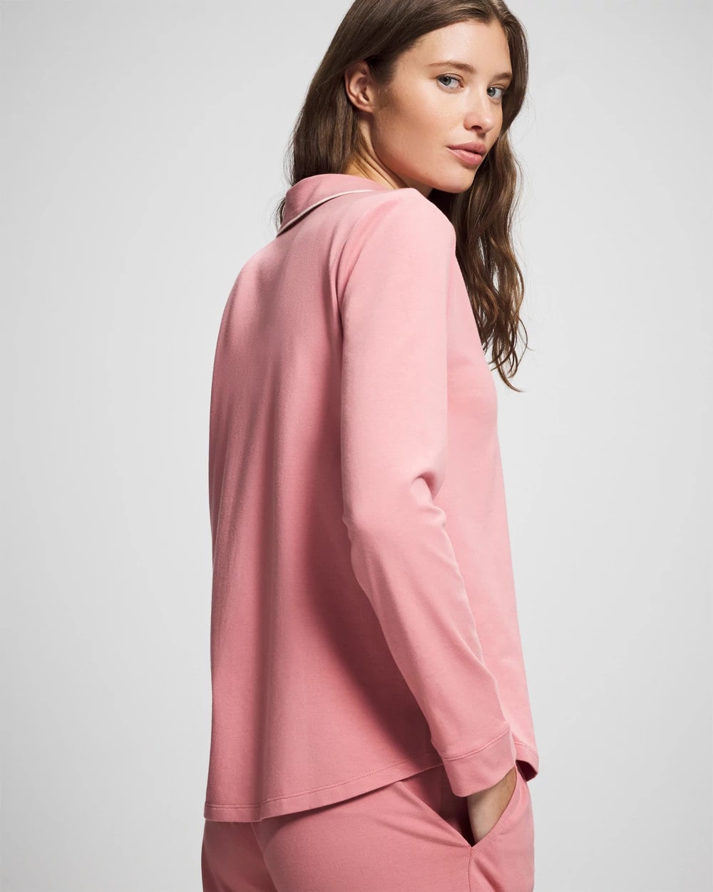Soma Long-Sleeve Notch Collar Pajama Top