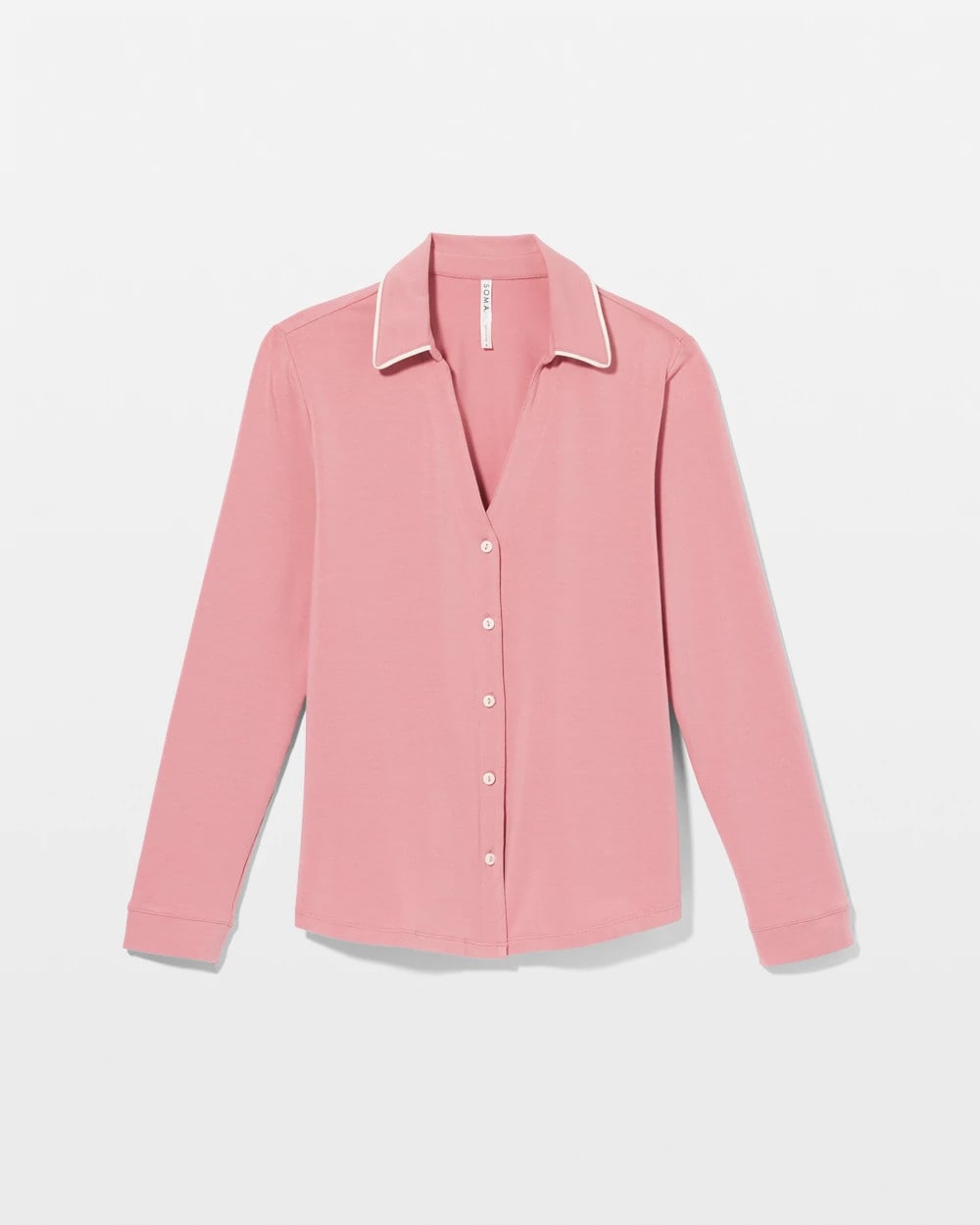 Soma Long-Sleeve Notch Collar Pajama Top