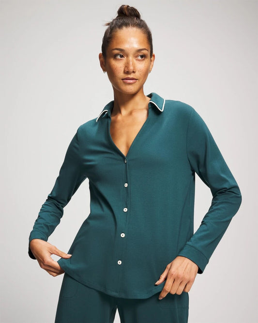 Soma Long-Sleeve Notch Collar Pajama Top