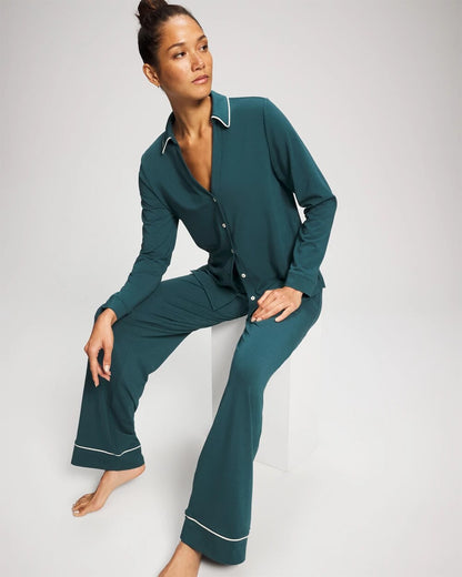 Soma Long-Sleeve Notch Collar Pajama Top