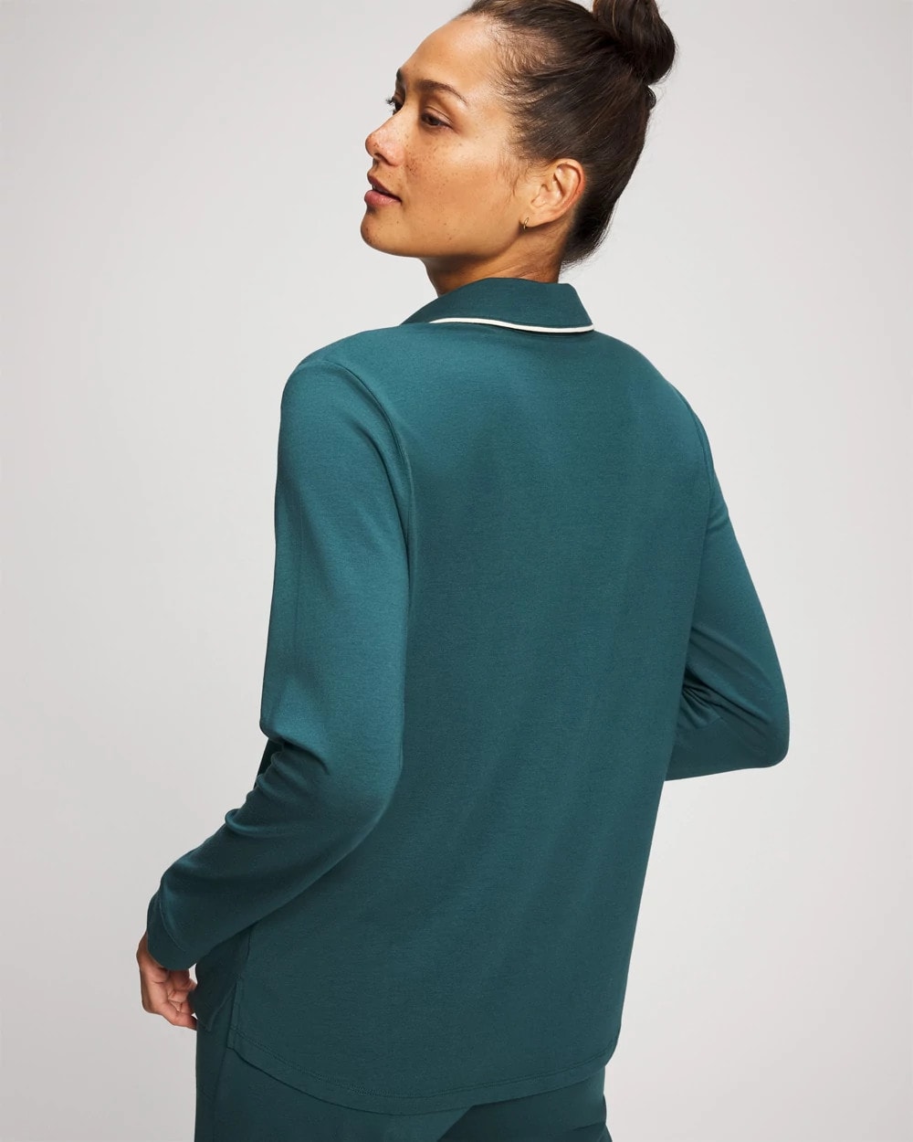 Soma Long-Sleeve Notch Collar Pajama Top