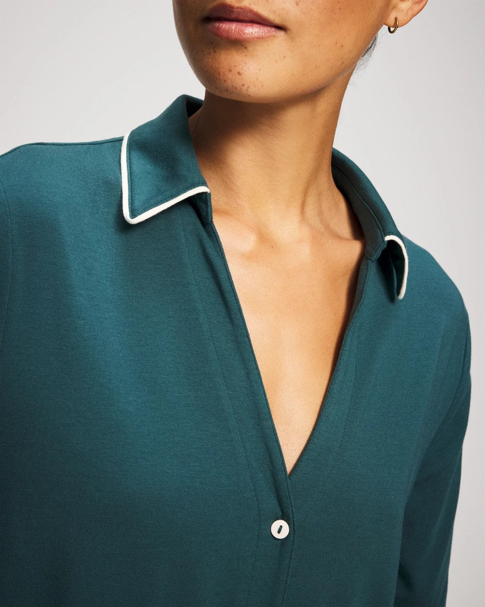 Soma Long-Sleeve Notch Collar Pajama Top