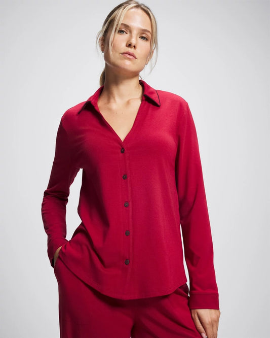 Soma Long-Sleeve Notch Collar Pajama Top