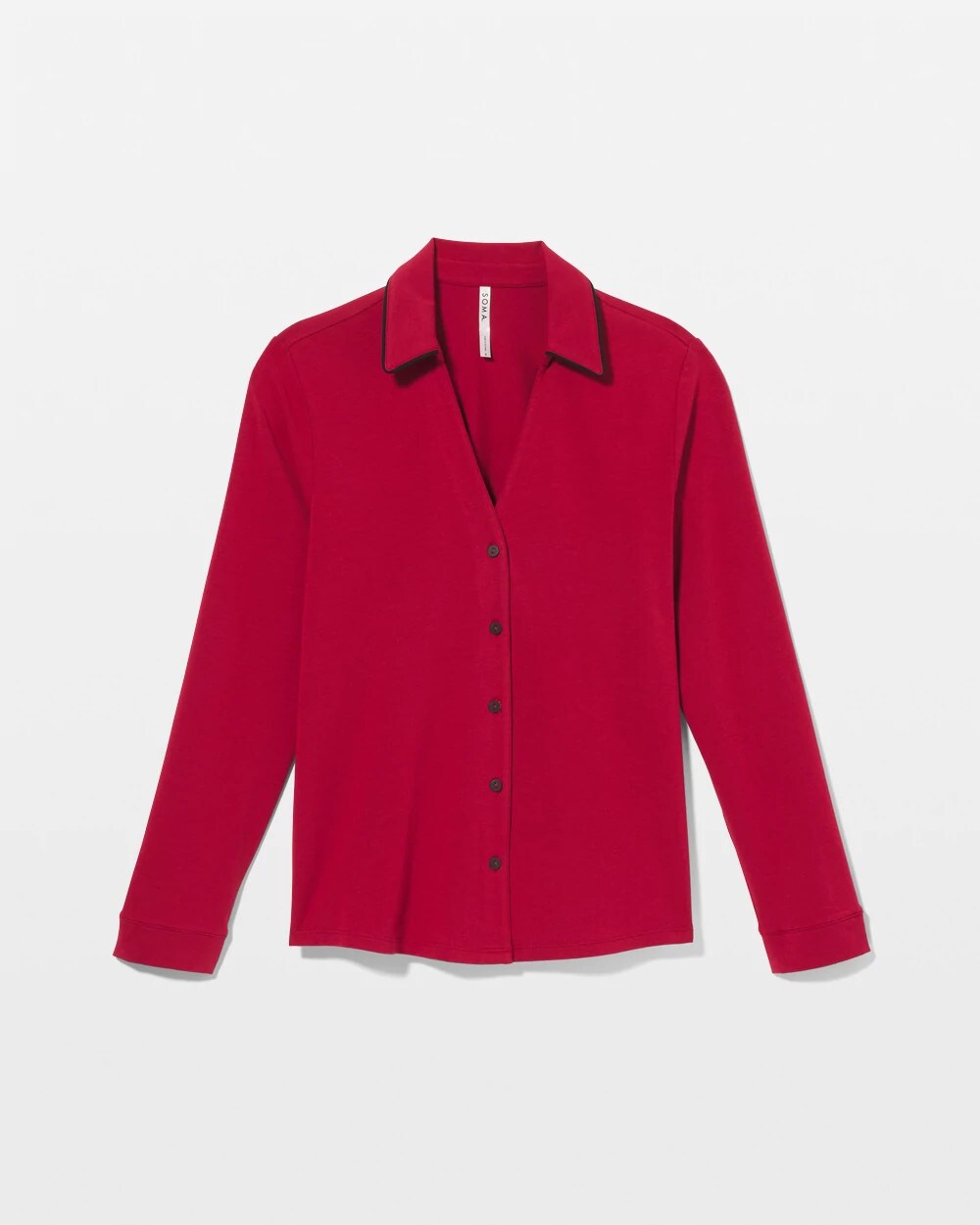 Soma Long-Sleeve Notch Collar Pajama Top