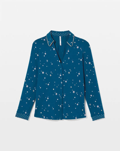 Soma Long-Sleeve Notch Collar Pajama Top