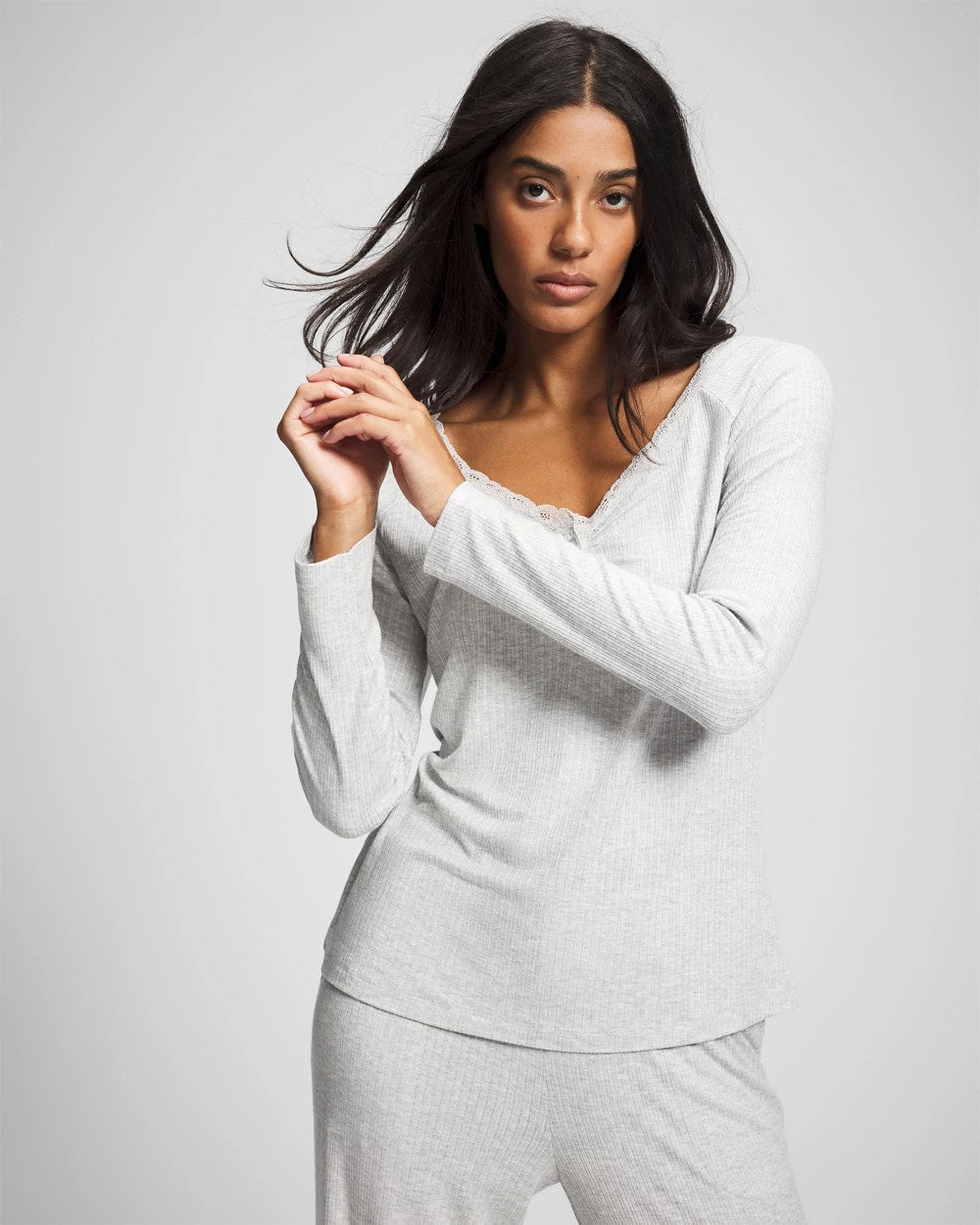 Soma Pointelle Long Sleeve Pajama Top