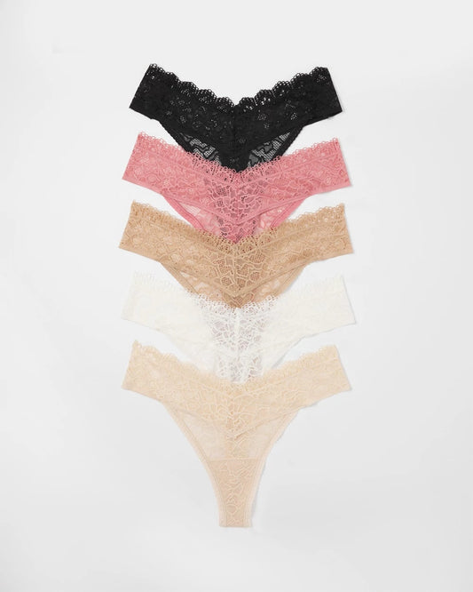 Soma Thong Panty with Enchanting Lace 5 Pack