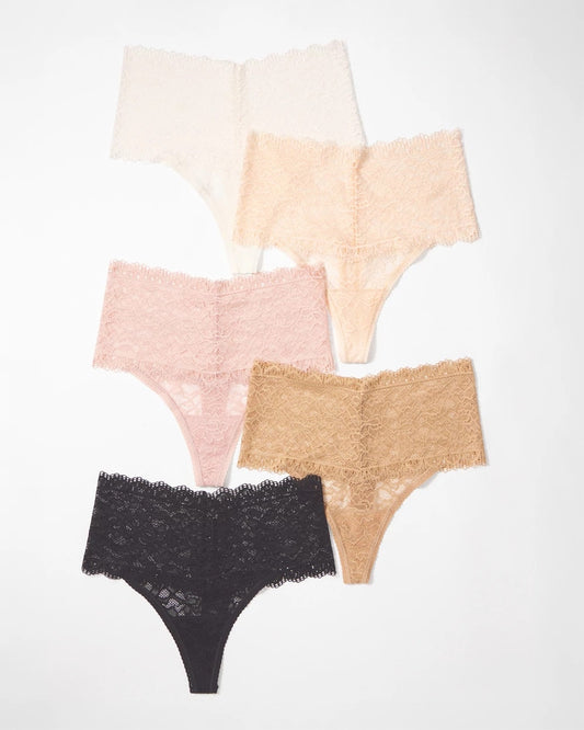 Soma High-Waist Thong Panty with Enchanting Lace 5 Pack