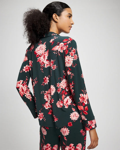 Soma Cool Nights Long Sleeve Notch Collar with Piped Placket Pajama Top