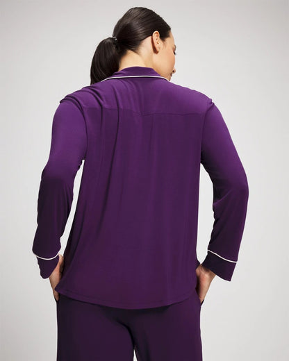 Soma Long Sleeve Notch Collar w/ Piped Placket Pajama Top