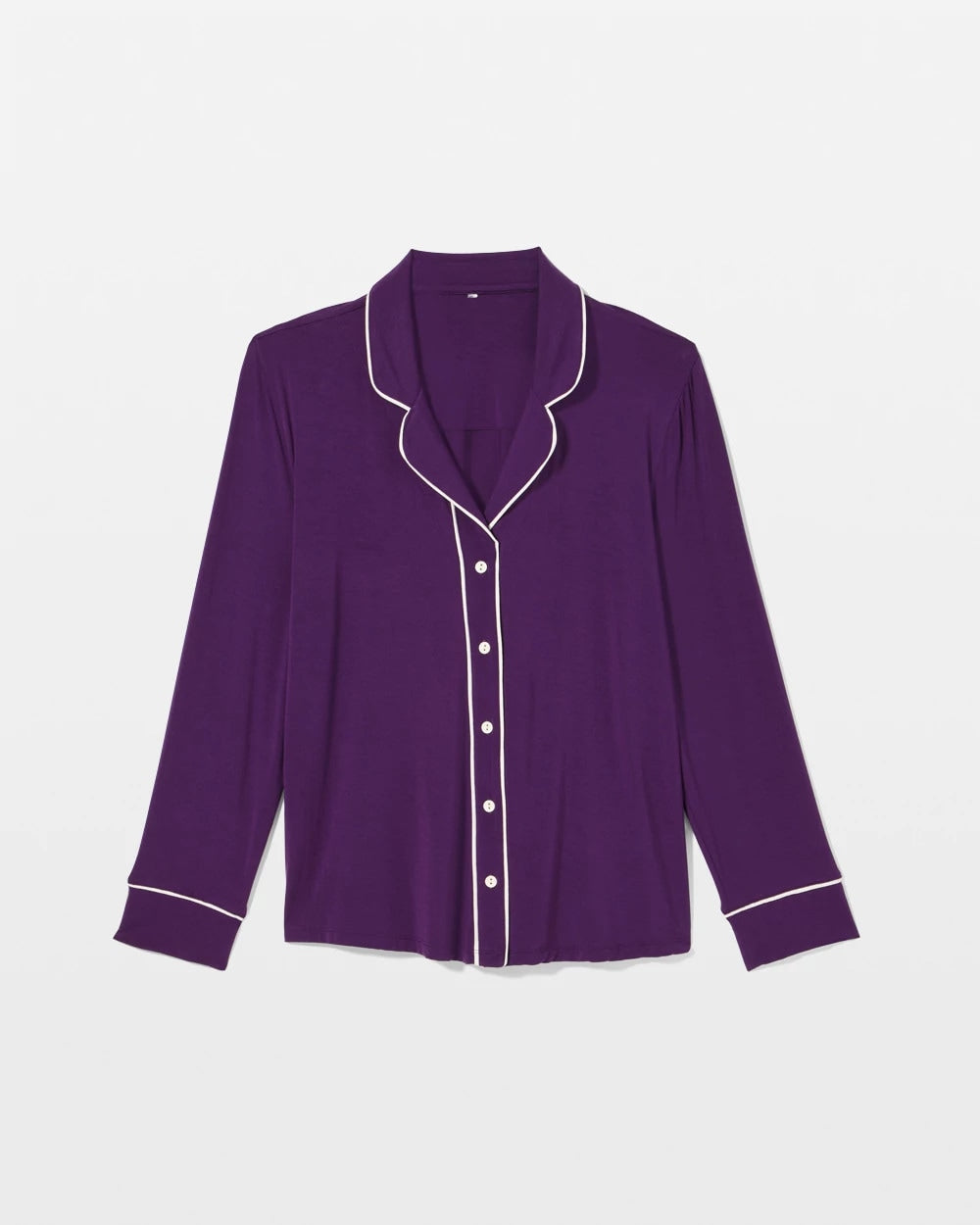 Soma Long Sleeve Notch Collar w/ Piped Placket Pajama Top